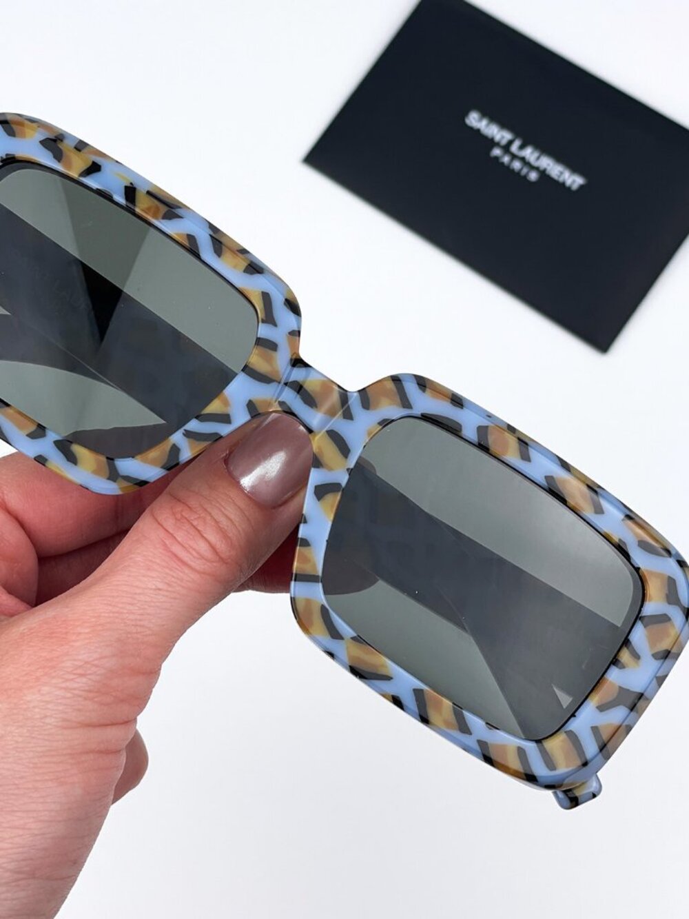 SAINT LAURENT SL534 SUNRISE 008 VIOLET HAVANA RECTANGLE GREY SUNGLASSES
